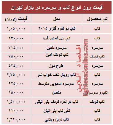 قیمت انواع‌ تاب و سرسره در بازار +جدول