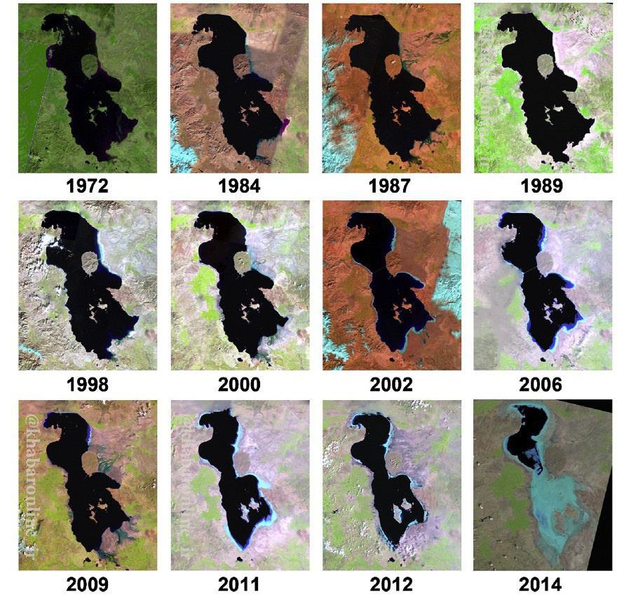 روند نابودی دریاچه ارومیه از نگاه محققان دانشگاه کالیفرنیا +عکس