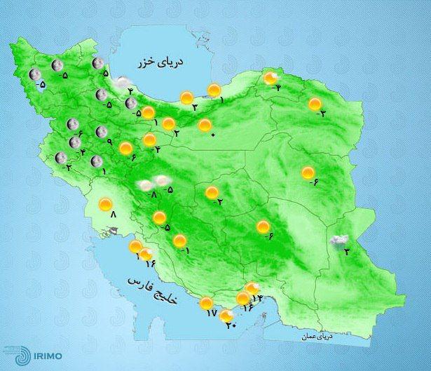 وضعیت آب و هوای امروز کشور چگونه است؟ +نقشه