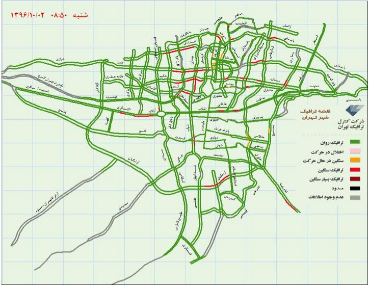 وضعیت ترافیکی صبح تهران +نقشه