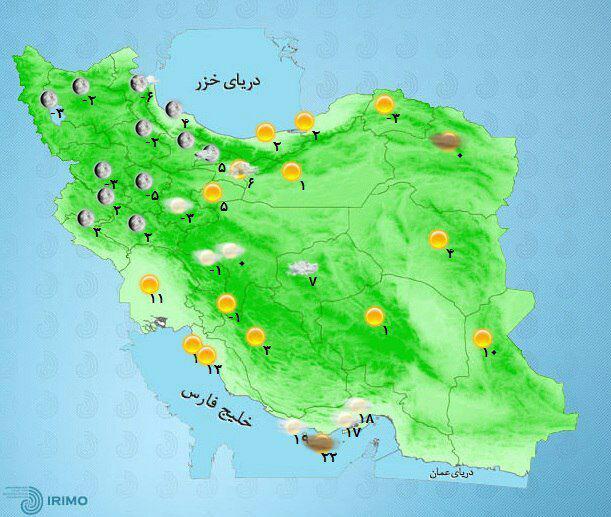 کاهش ۴ تا ۶درجه‌ای دما در نیمه شرقی