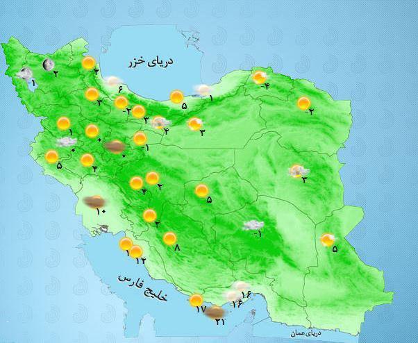 وضعیت آب و هوای امروز کشور +نقشه