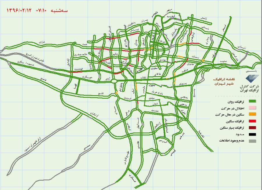 آخرین وضعیت ترافیک تهران +نقشه