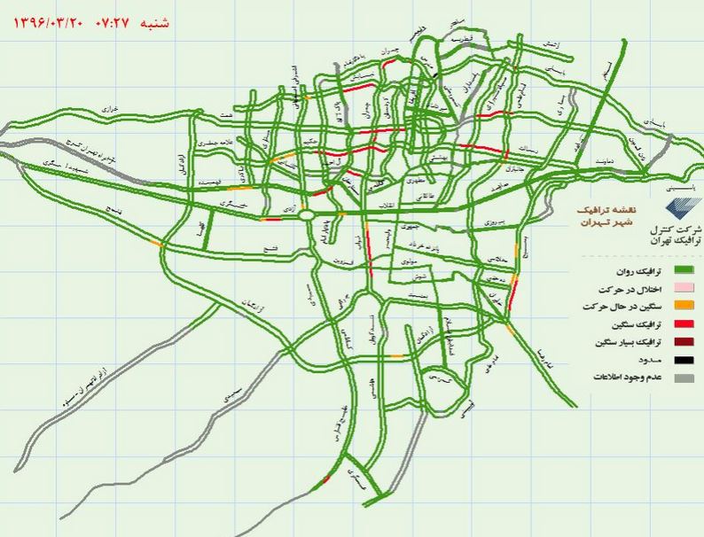 آخرین وضعیت ترافیک شهر تهران +نقشه