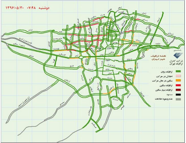 آخرین وضعیت ترافیک تهران +نقشه