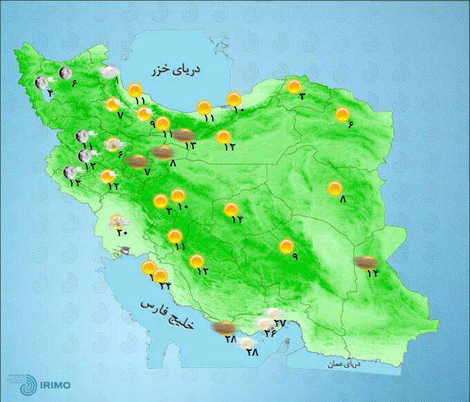 وضعیت آب و هوای استان‌های کشور +نقشه