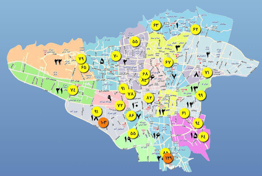 میزان آلودگی هوا در مناطق مختلف تهران +نقشه