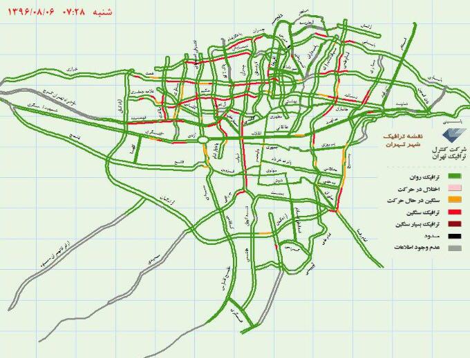 آخرین وضعیت ترافیک شهر تهران +نقشه