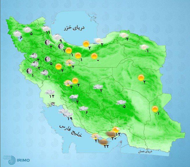 وضعیت دمای هوای کشور طی امروز و فردا +نقشه