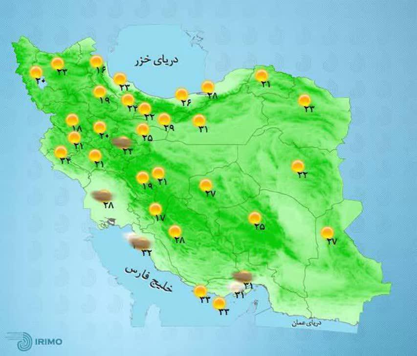 آسمان صاف و آفتابی در بیشتر مناطق کشور +نقشه