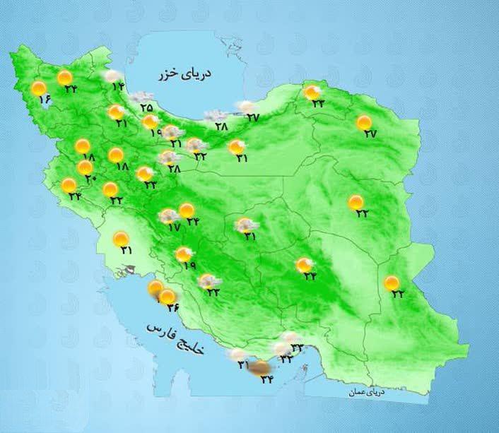 بارش‌های پراکنده در برخی از استان‌ها