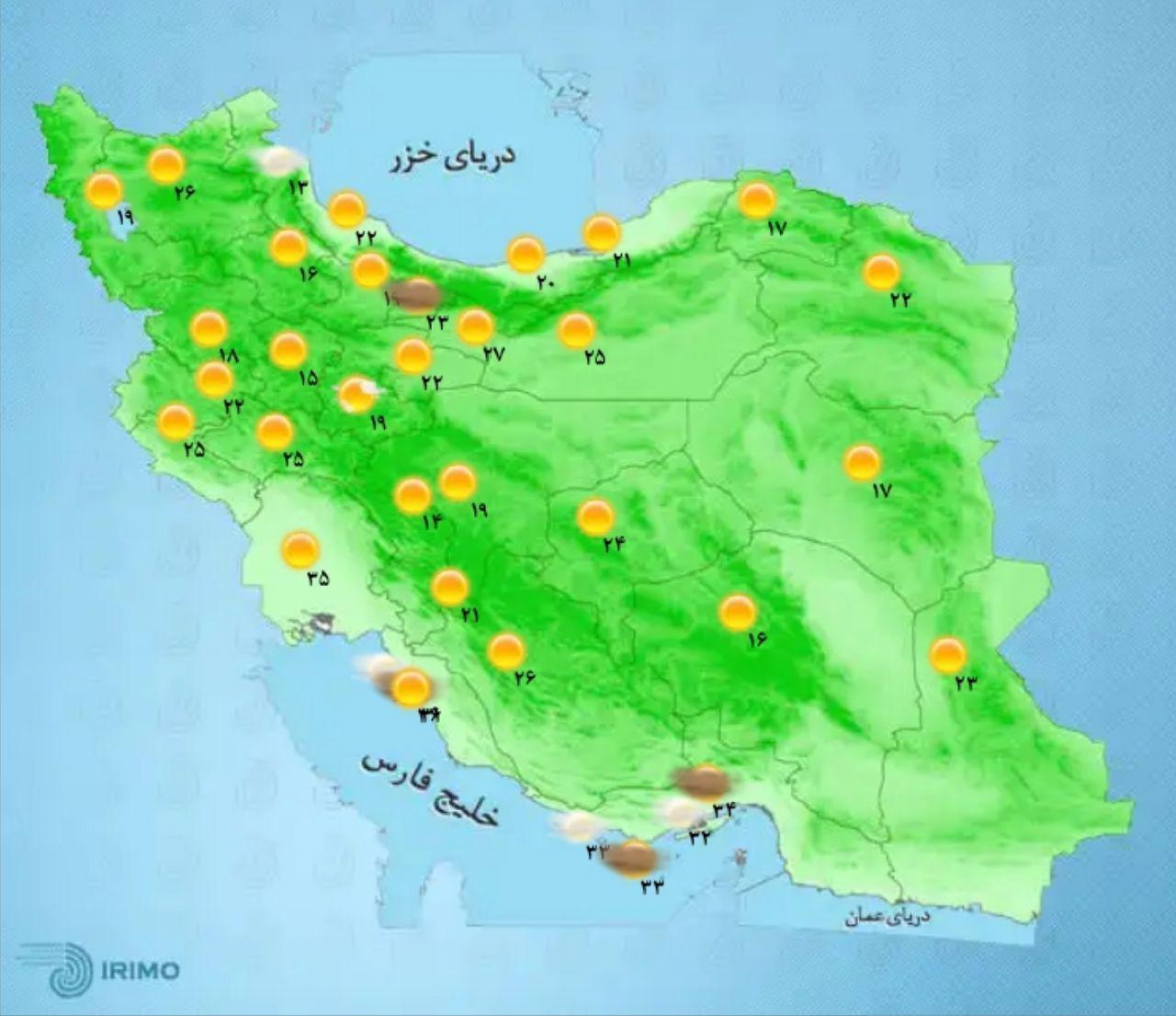 پیش‌بینی ابر و رگبار پراکنده در برخی نقاط کشور