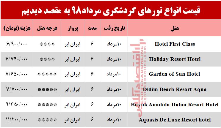 سفر به دیدیم ترکیه چند تمام می‌شود؟