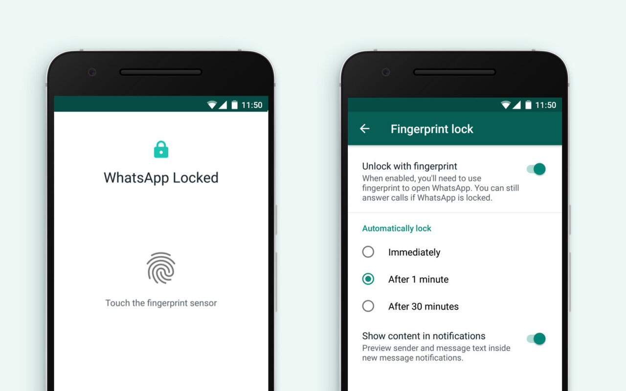 پشتیبانی نسخه اندرویدی واتساپ از قفل اثرانگشتی