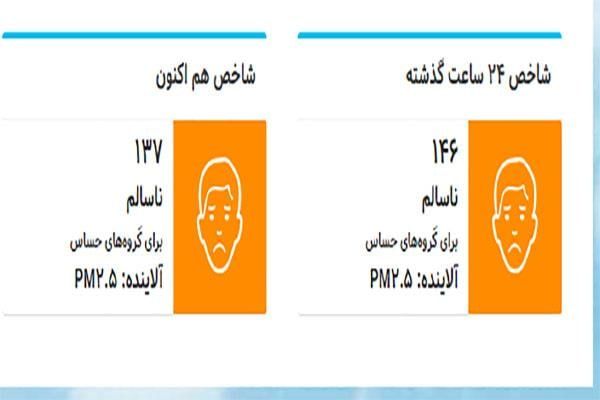 کیفیت هوای تهران ناسالم است