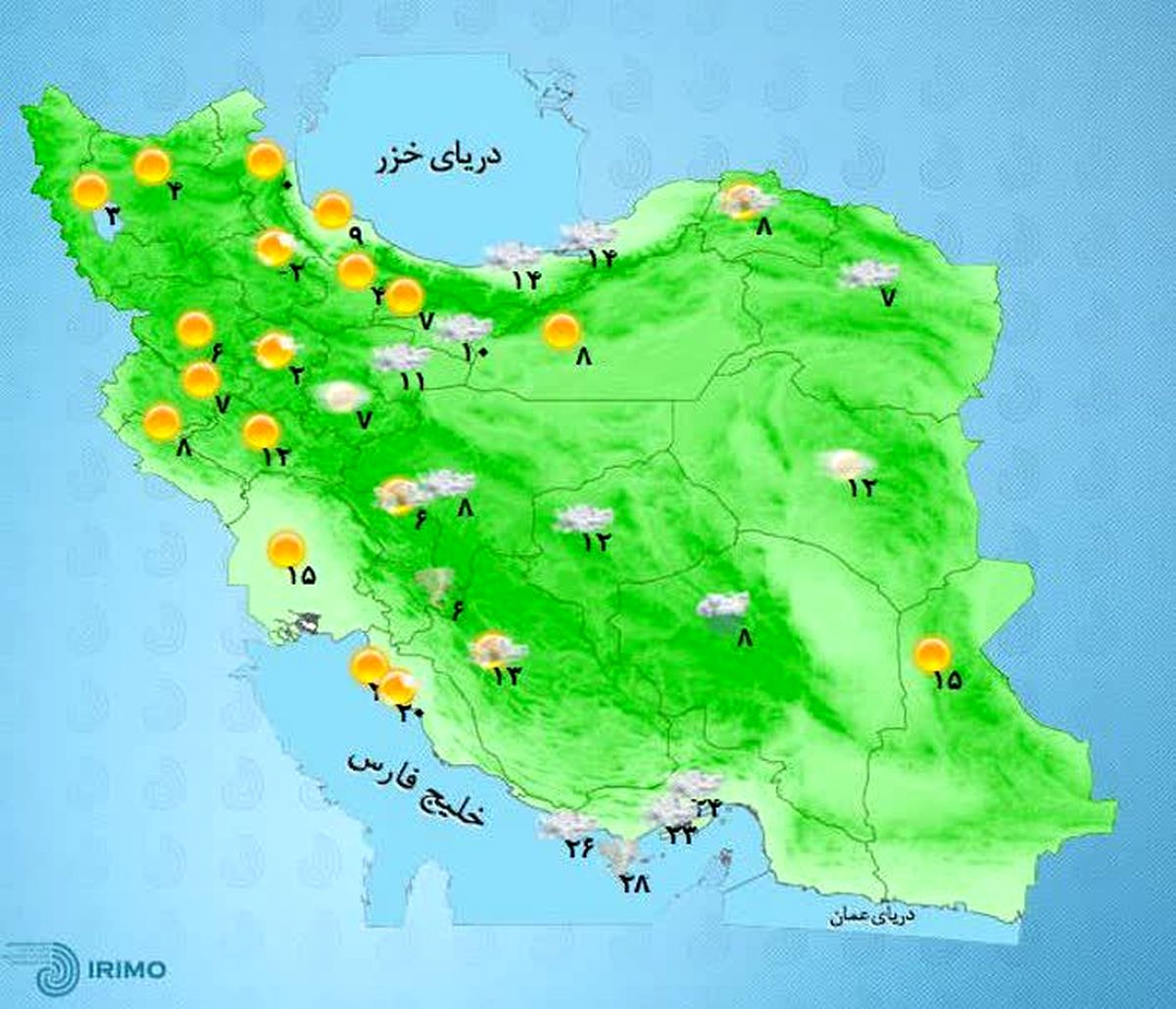 کاهش ۵ تا ۷ درجه‌ ای دمای هوا در نوار شمالی کشور