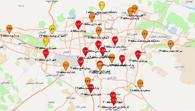 کیفیت هوای تهران امروز یکشنبه ۱۶ دی