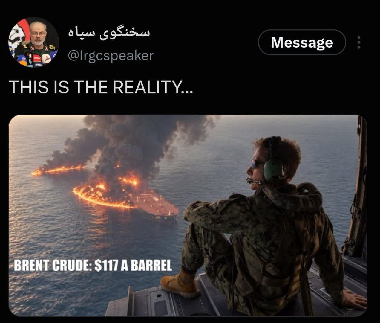 توییت معنادار سخنگوی سپاه در واکنش به اظهارات کوپر / THIS IS THE REALITY توییت معنادار سخنگوی سپاه در واکنش به اظهارات کوپر / THIS IS THE REALITY