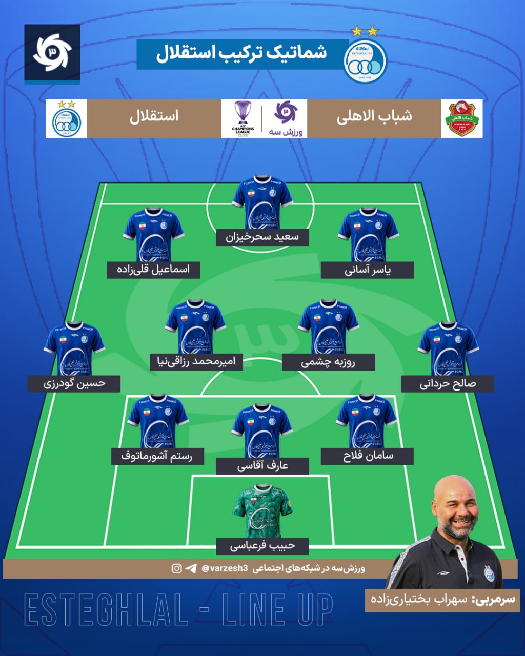 ترکیب استقلال برابر شباب الاهلی / دو تغییر برای شب آسیایی ترکیب استقلال برابر شباب الاهلی / دو تغییر برای شب آسیایی