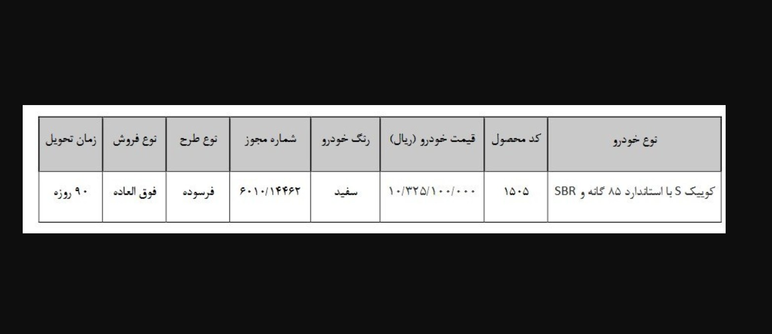 آغاز ثبت نام کوییک آبان ۱۴۰۵ / فروش فوری با تحویل ۹۰ روزه کلید خورد + لینک آغاز ثبت نام کوییک آبان ۱۴۰۵ / فروش فوری با تحویل ۹۰ روزه کلید خورد + لینک